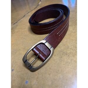 Trafalgar Brown Leather Dress Belt‎ Brass Buckle Italian Leather Size 36